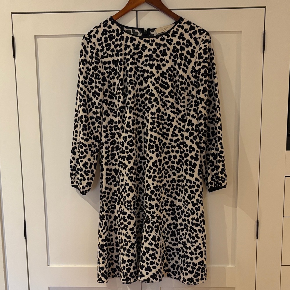LOFT Black and Cream Mini Dress